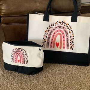 NEW!! Canvas bag and pouch “Teach, Love, Inspire, Motivate, Listen, Encourage”